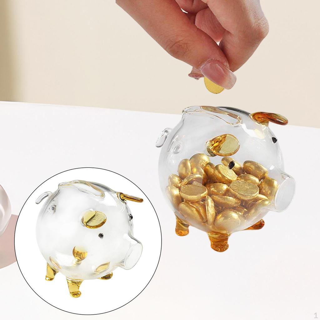 Klares Glas Sparschwein Spardose Geldbehälter Etui Schreibtisch Spardose Box für Kinderzimmer