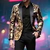 Mens Sequin Velvet Blazer Jacket Fashion Party Stage Performance Nightclub Suit Coat