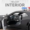 1:24 Scale Challenger SRT Hellcat Police Car Charger 1970 Model Toy Pull Back Light Music Miniature Vehicle for Kids Collection