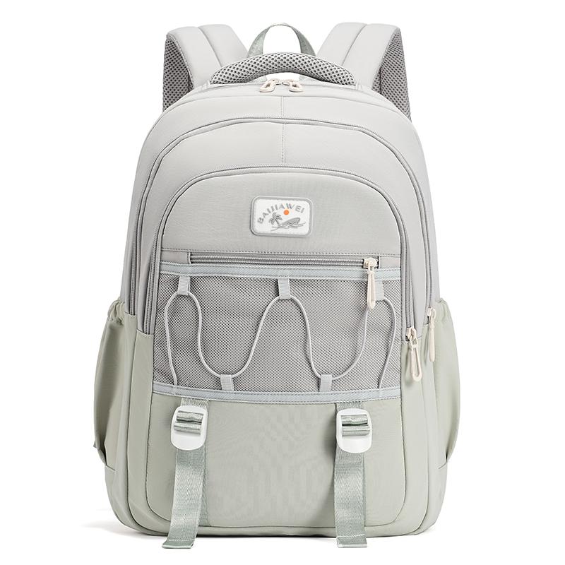 Middle School Student Schoolbag Color Block Women's Large Capacity Waterproof Lightweight Backpack