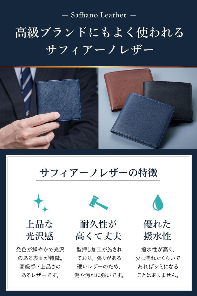 VALOREA Slim Bifold Wallet with a Smart Design for Easy Made of Genuine Leather and Compact Design Men's Lightweight, Access, (Navy)