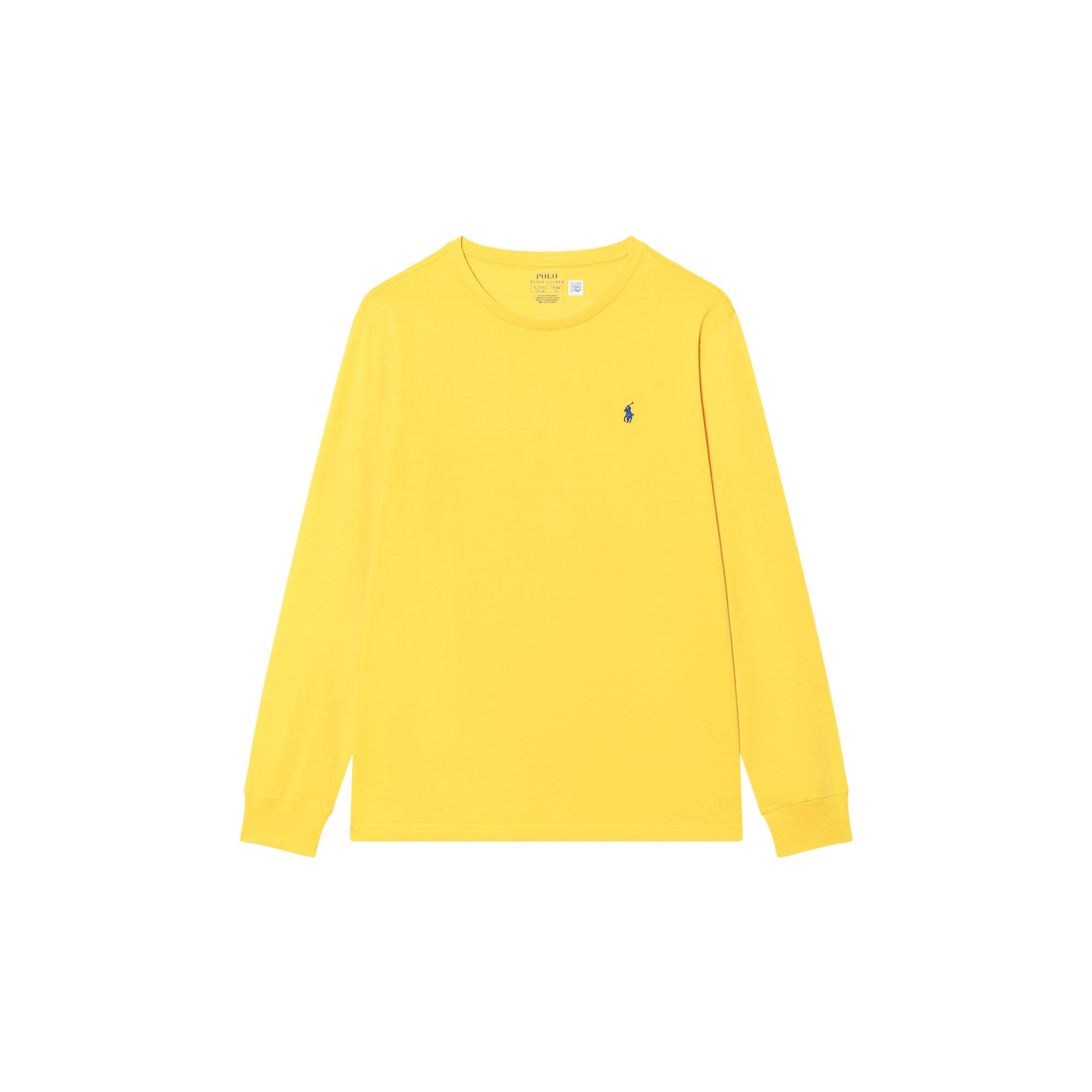 

Polo Ralph Lauren Однотонный пуловер с круглым вырезом, футболка с длинным рукавом и вышивкой пони, детские топы, желтый 323854677-092 L