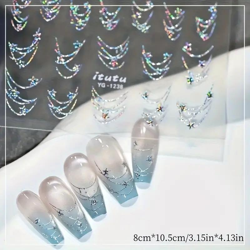 Star Necklace Curved Line Arc Hot Stamping Retro 5D Nail Art Stickers Decoration Adhesive Manicure Decals DIY