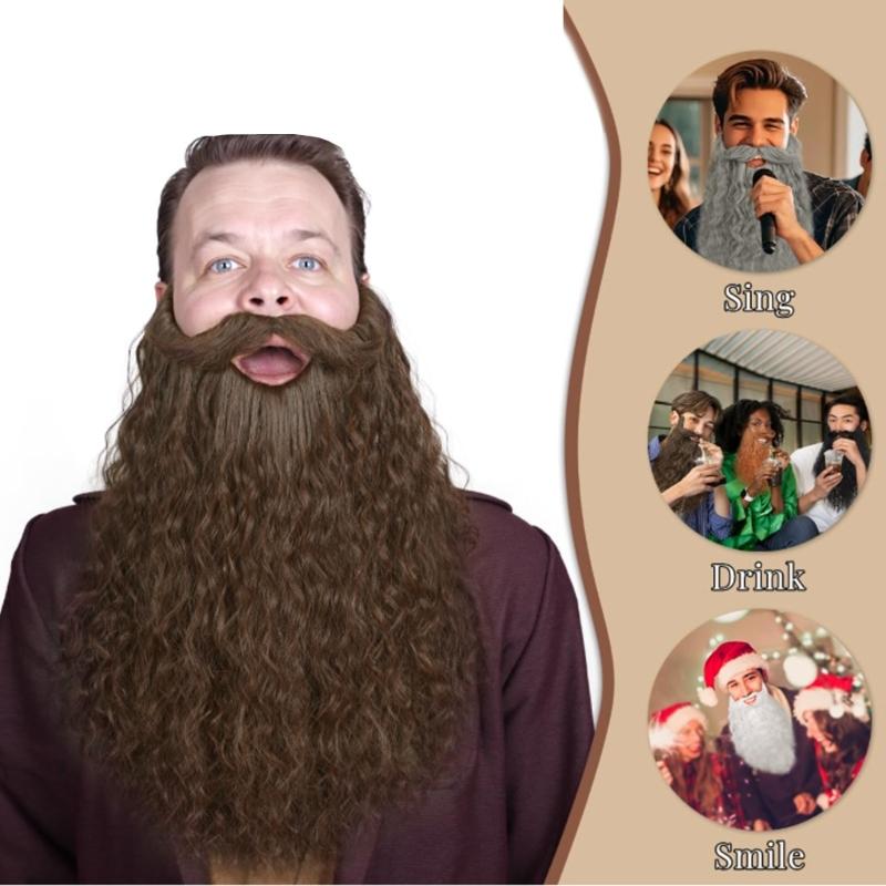 Halloween Party Fake Beard,Funny Fake Mustache Beard for Cosplay Supplies,Costume Party Realistic False Facials Hair