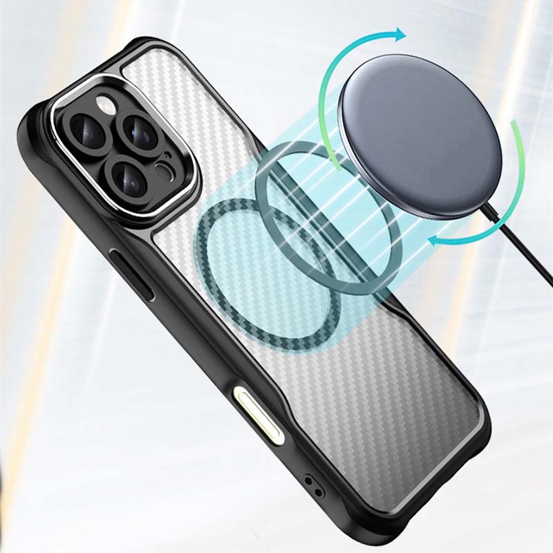 Fundas For iPhone 16 Pro Max For Magsafe Magnetic Carbon Fiber Phone Case For Apple 15 14 13 12 11 Pro Max 16 Plus Wireless Charging Magsafing Cover