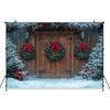 Mocsicka Christmas Photography Background Winter Snowflake Decoration Photo Backdrops Xmas Tree Red Door Pattern Shooting Banner