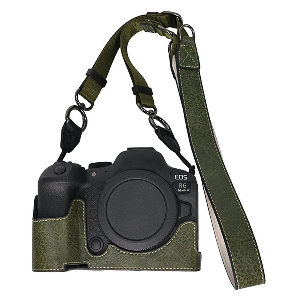 

Чехол для камеры Canon EOS R6 Mark II/R6/R5 с плечевым ремнем, большой вырез, текстура личи, защитная крышка из ПУ A