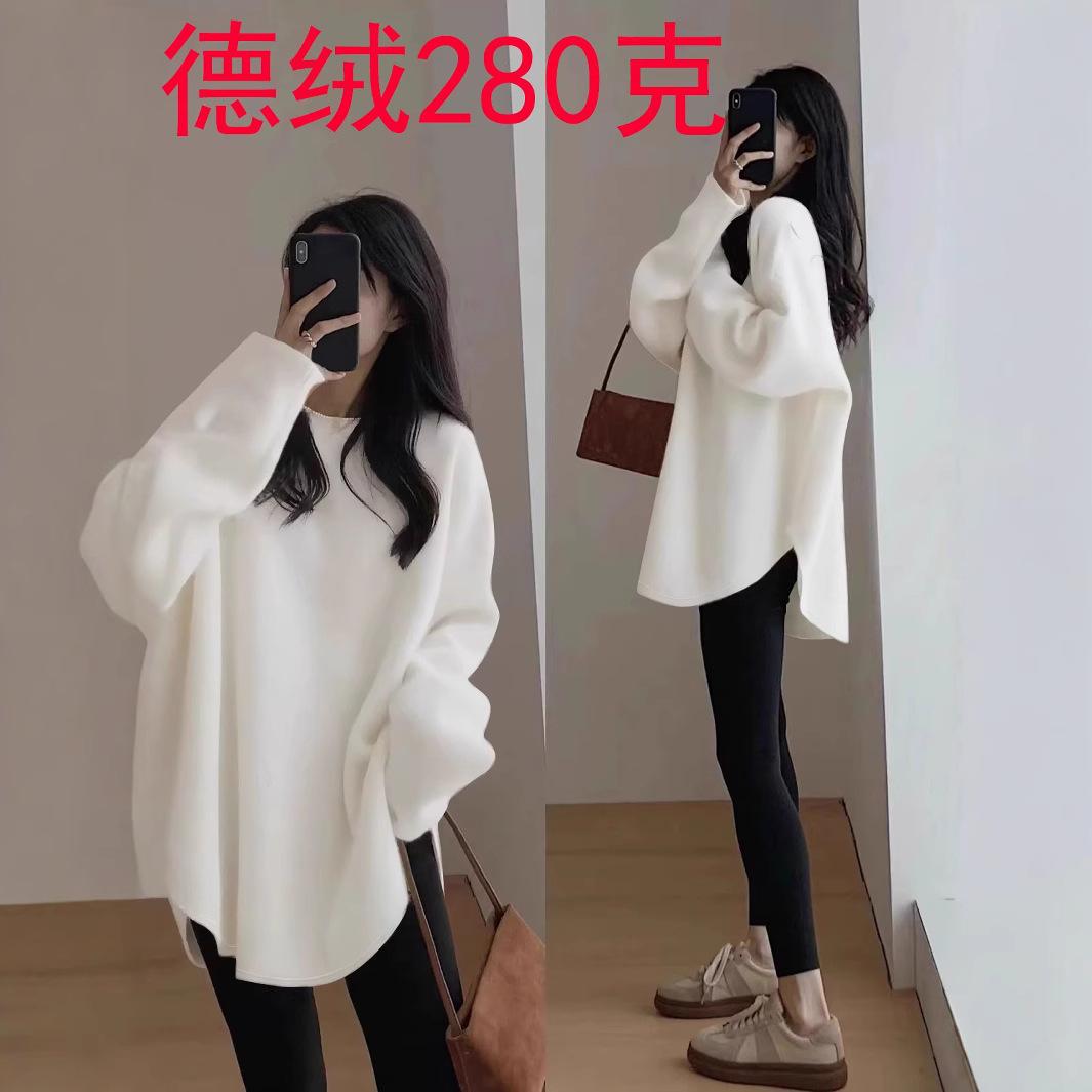 

2025 новая корейская версия универсальной немецкой вельветовой весенне-осенней рубашки с длинным рукавом для женщин, свободный топ средней длины с неровным низом M белый