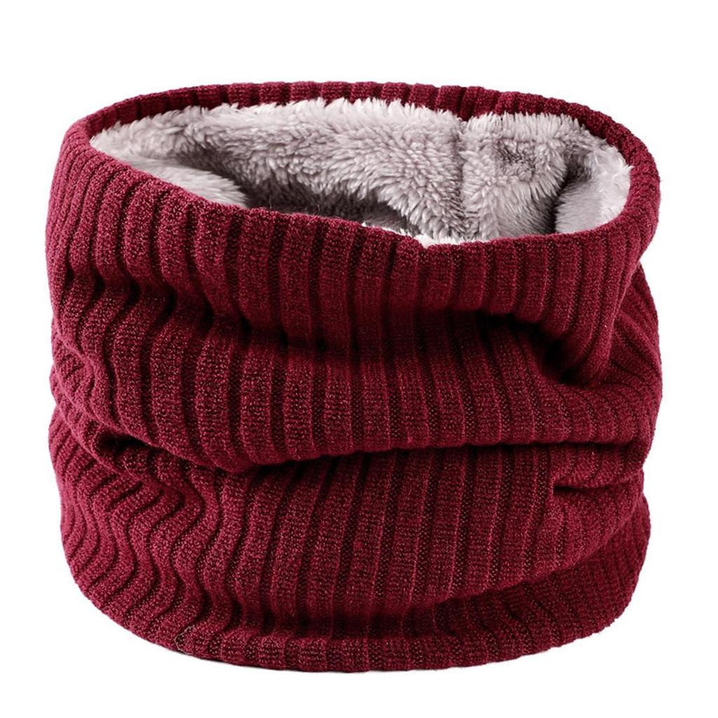 Unisex Double-Layer Fleece Neck Gaiter: Extra Thick, Warm, Solid Color Knitted Scarf for Autumn/Winter