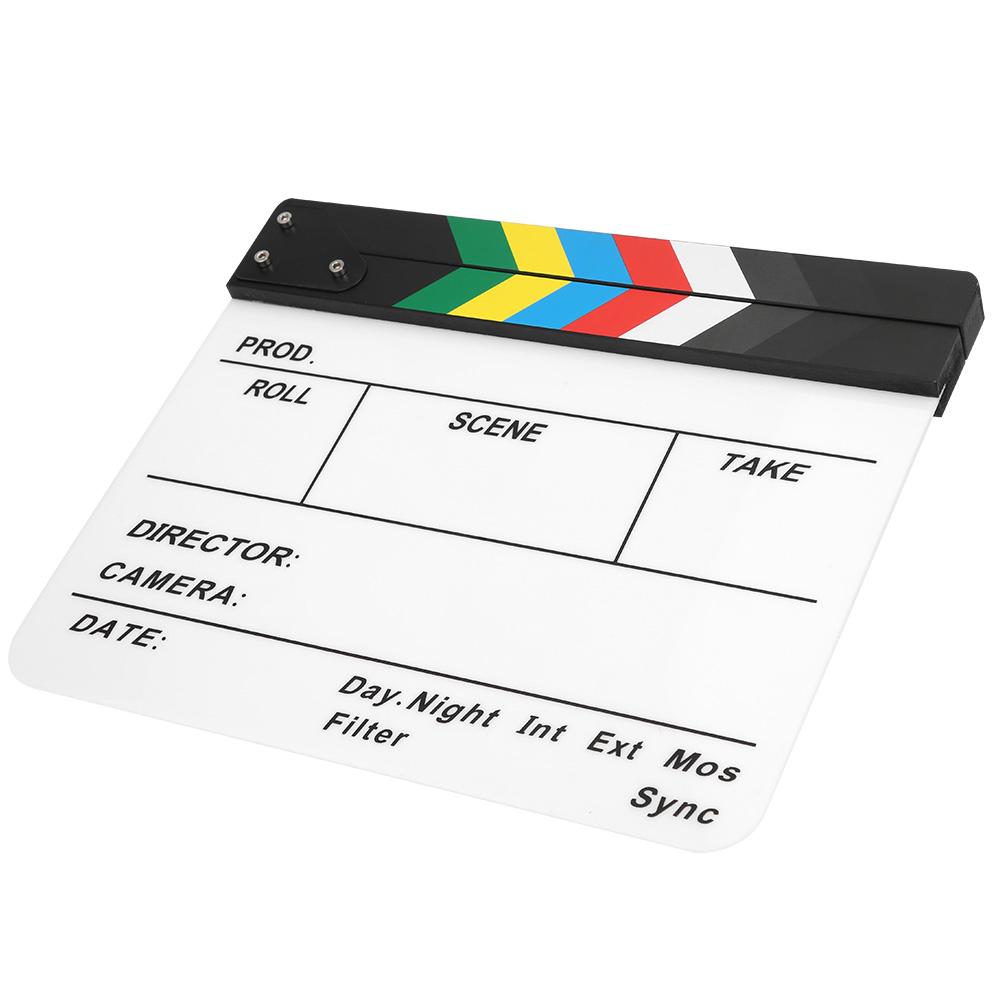 30x25CM Filmová klapka Akrylová klapka Fotografické rekvizity Režisérská tabule Nástroj(Barevné pruhované