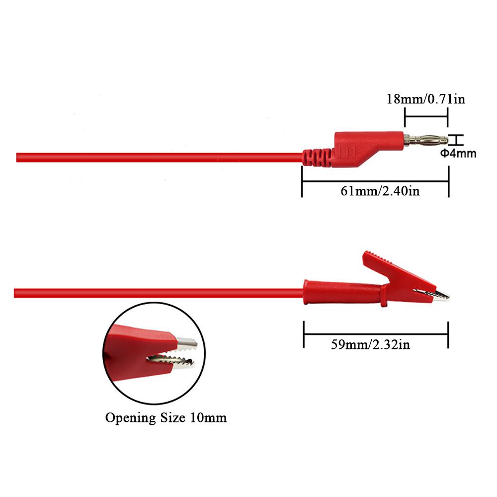 1piece 4mm Stackable Banana Plug To Crocodile Alligator Clips Flexible Cable for Multimeter Electrical Testing