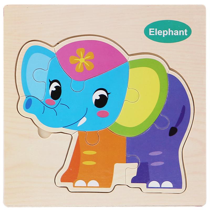 Wooden Cartoon Animal & Transport Puzzle for Toddlers, Educational Toy for Ages 2-3
