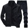 Autunno Uomo Casual Ricamo Set Giacca da uomo + Pantaloni Abito solido Abbigliamento sportivo Moda Tuta Set Abbigliamento maschile
