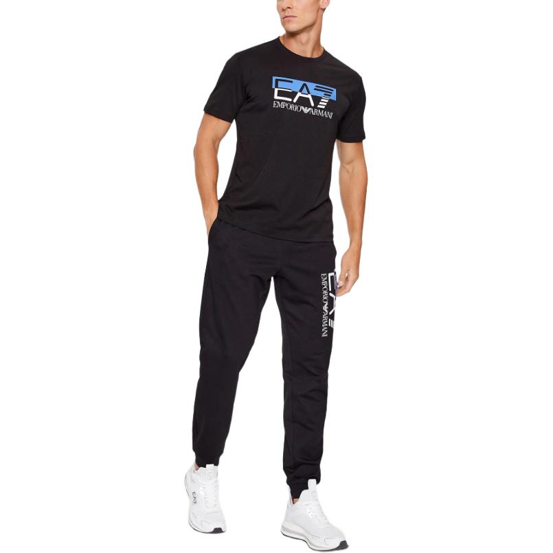 Emporio Armani Crew Neck Letter Print Fitted Short Sleeve T-Shirt Men Tops Black 6RPT81PJM9Z1200