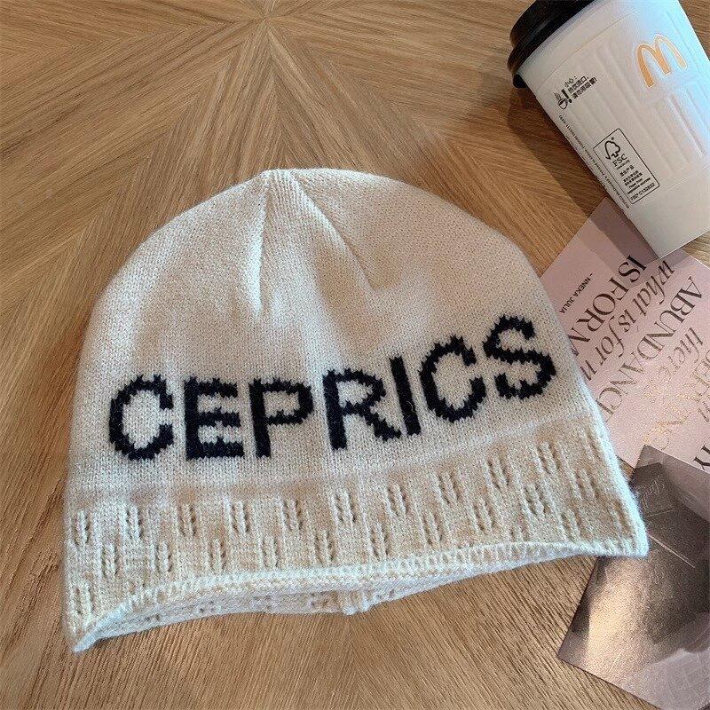 

Нишевая личность уличная вязаная шапка с буквами свитер холодная шапка женская осень и зима прилив бренд пара шерстяная шапка показывает маленькое лицо M（56-58cm） бежевый