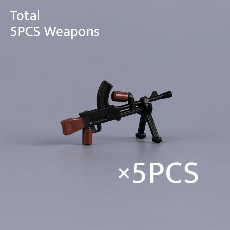 WW II Army Figures Accessory Parts Brick Playset WW2 Soldiers Army Warrior SWAT Police SWAT Machine Gun Scale Ratio Model Block Bricks Toys Playsetss