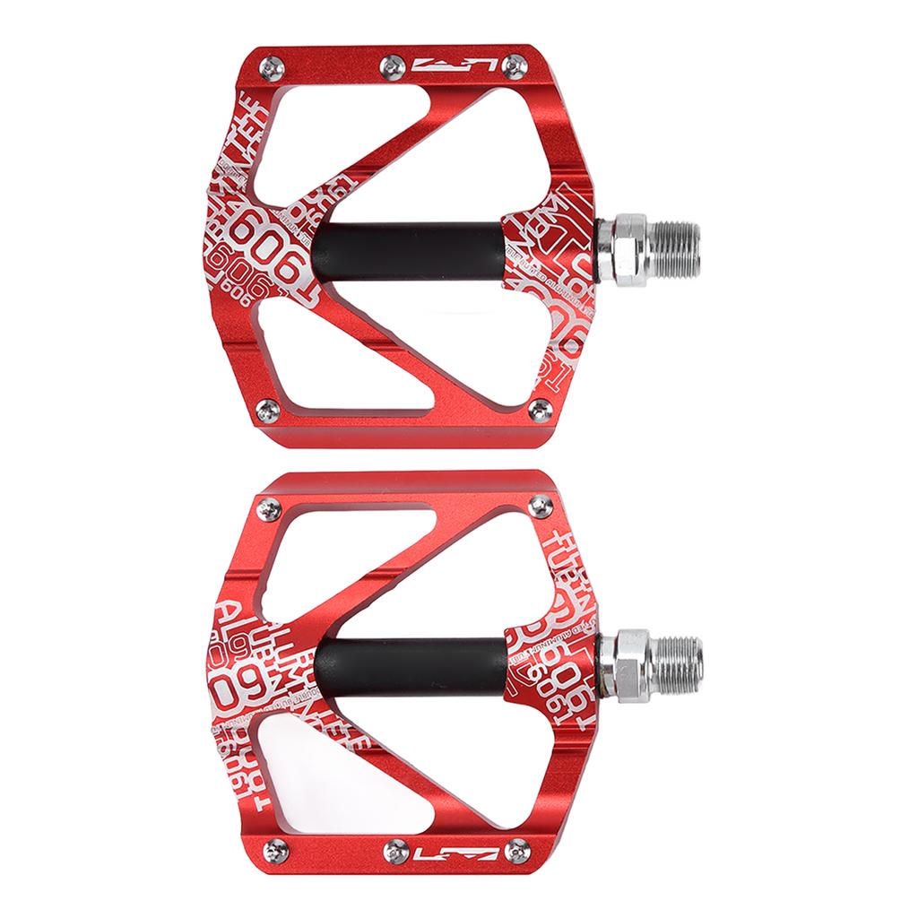 ENLEE 2Pcs Mountain Bike Pedal Bicycle Aluminum Alloy Bearing Pedal Ultra Light Palin Anti Slip PedalRed