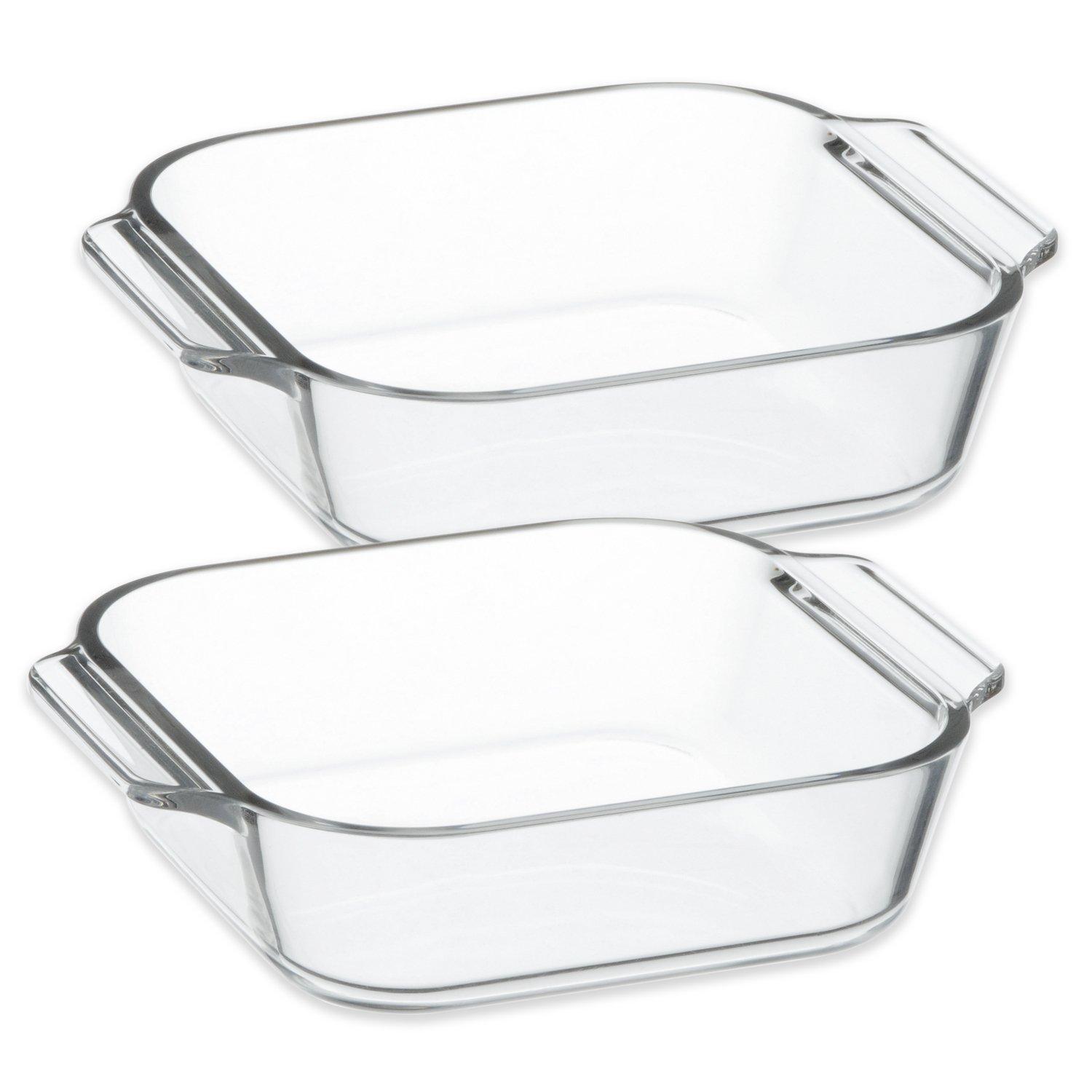 

iwaki Toaster Oven Plates, Half, Set of 2, Microwave and Oven Safe, Heat-Resistant Glass