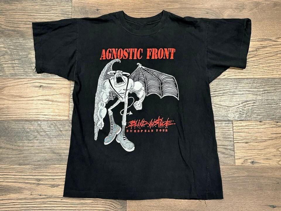 1992 AGNOSTIC FRONT Blind Justice Tour Europeo T-Shirt Tutte le Taglie S-5XL ZL053