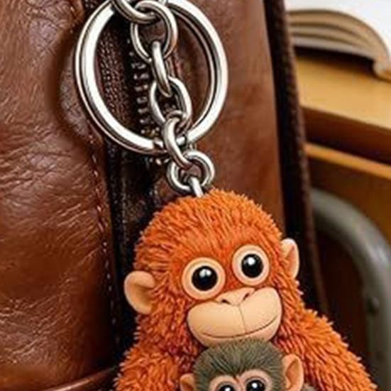 1/5Pcs Keychain Pendant 2D Printed Monkey Design Charm Bag Strap Keychain Backpack Purse Car Keys Accessory