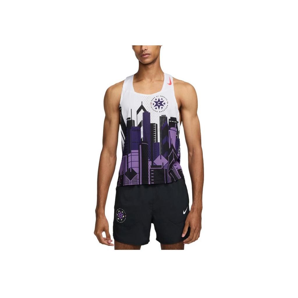 Nike Dri-Fit Adv Running Singlet Slim Fit Architectural Print Sleeveless Vest Men Tops Multicolor FV6335-100