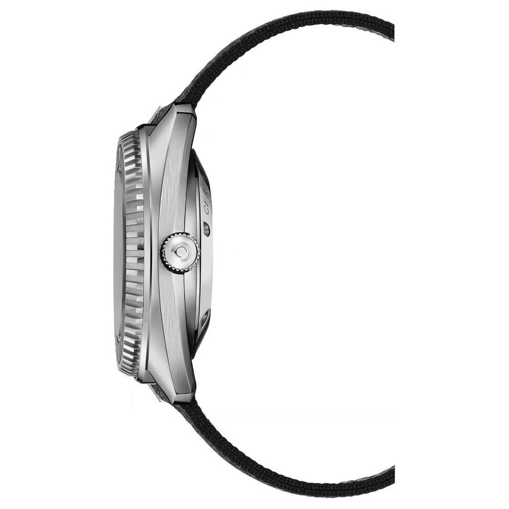 Certina Automatic Mechanical Movement 1000 Meters Waterproof Unisex Swiss Watch 43.5mm Black Dial Stainless Steel Case Fabric Strap C024.907.18.051.00