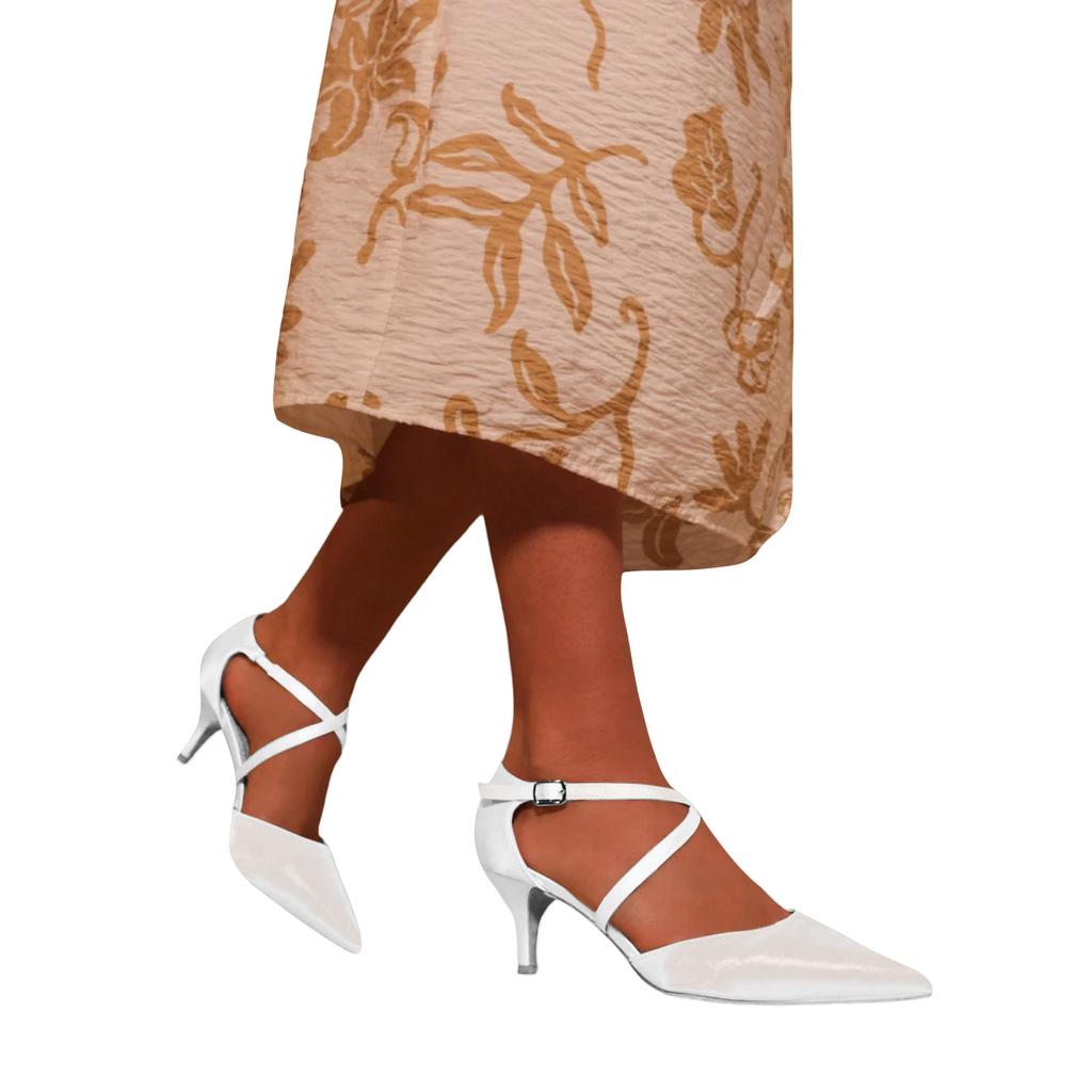 Where's That From Womens/Ladies Kennedi Satin Crossover Strap Wide Kitten Heel Shoes