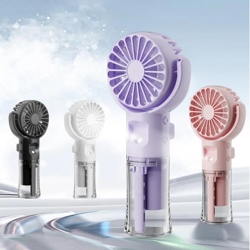 Přenosný ventilátor s vodní mlhou Mini ruční ventilátor USB nabíjení 4 rychlosti Závěsný na krk Sprejové ventilátory Přenosný osobní ruční malý ventilátor
