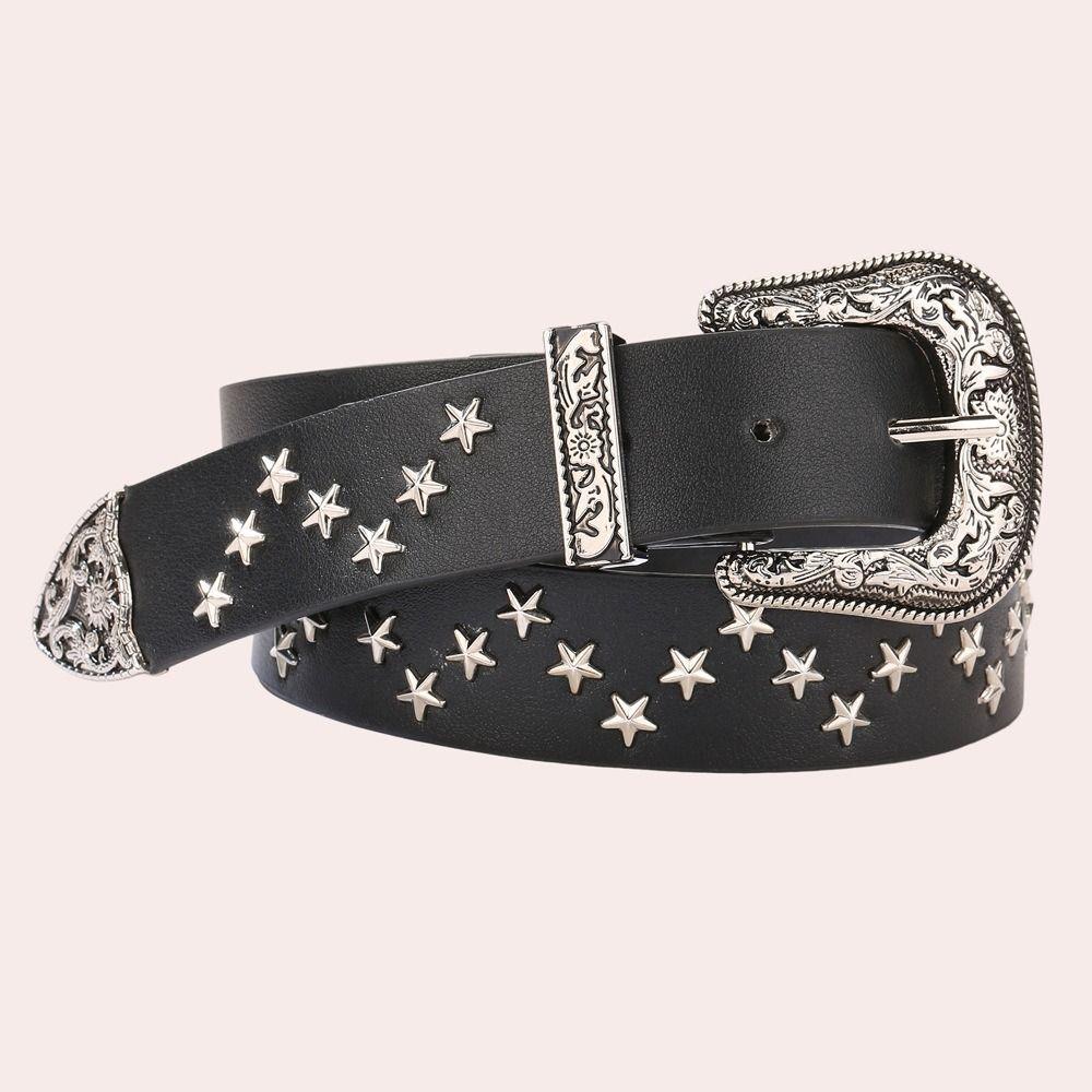 Punk Y2K Wide Belt Retro PU Leather Waistbands Vintage Star Rivet Waist Belt  Waist Seal