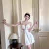 Sexy nightclub women's deep V-neck lotus leaf sleeves, suspenders, backless waist, thin umbrella pendulum dress, sauna suit