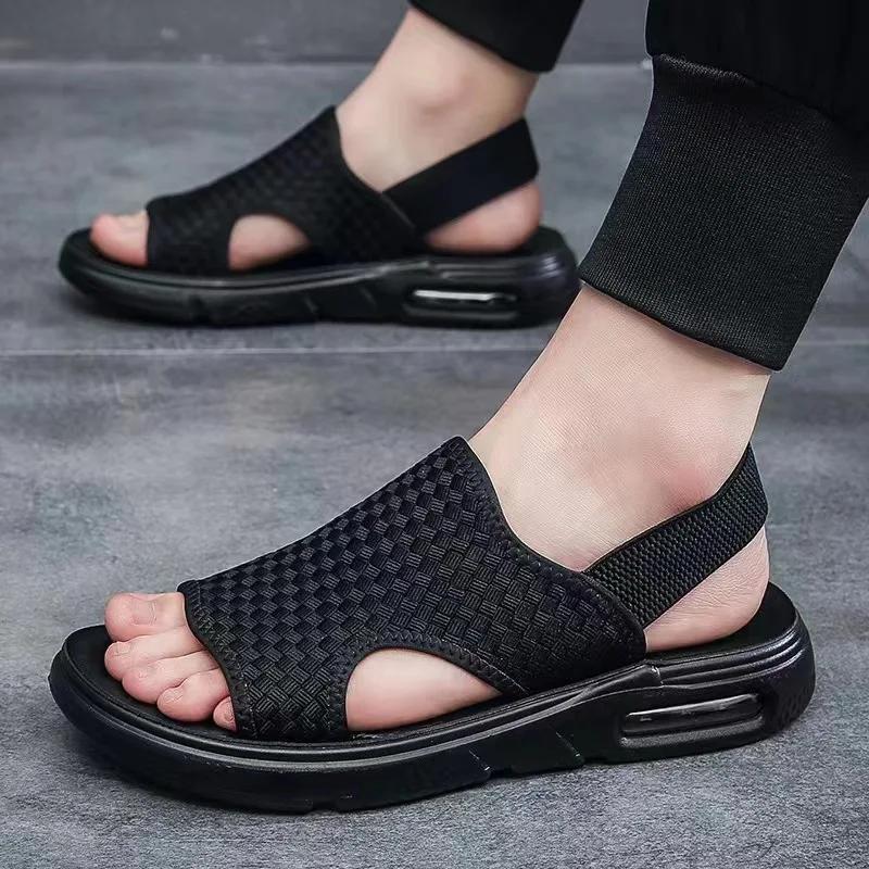 

High Quality Men s Sandals New Casual Sneakers Comfortable Non Slip Sandals Outdoor Beach Breathable Personality Sandals for Men 38 чёрный