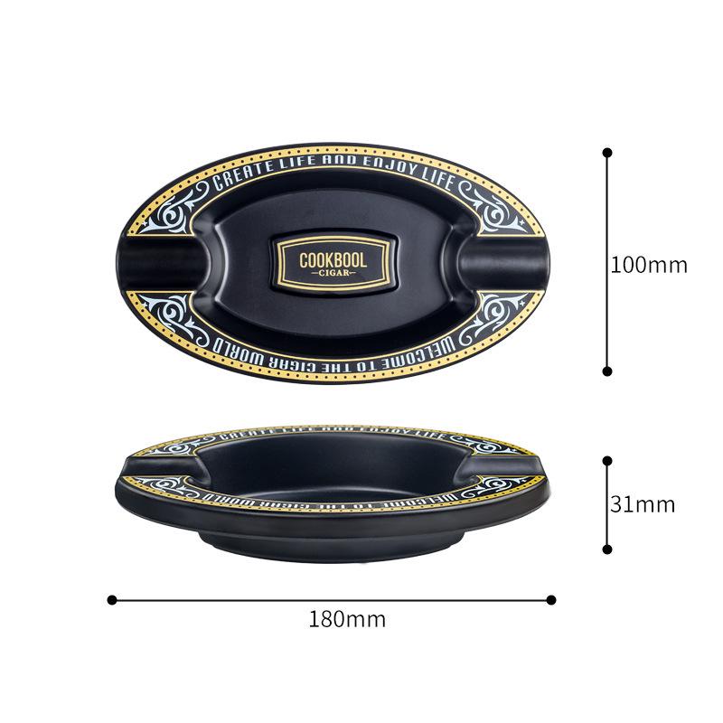 Elegant Dual Slot Melamine Cigar Ashtray - Lightweight and Portable Smoking Accessory