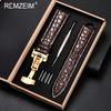 Leather Watch Band 18/20/22/24mm Universal Bracelet Crocodile Pattern Business Watchband Accessories with Gift Packing Box