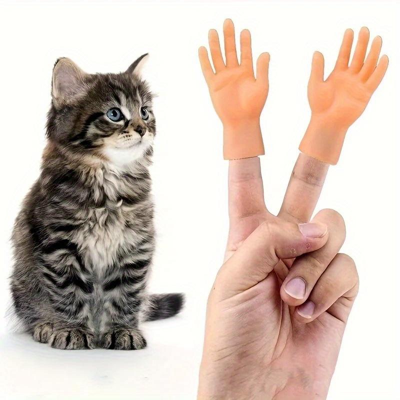 6 Stück Katze Spaß Spielzeug Kleine Handschuhe Katze Fingerhülle Mini Handmodell Silikon Kleine Handschuhe Katzenmassage Werkzeuge Haustier Katze Spielzeug