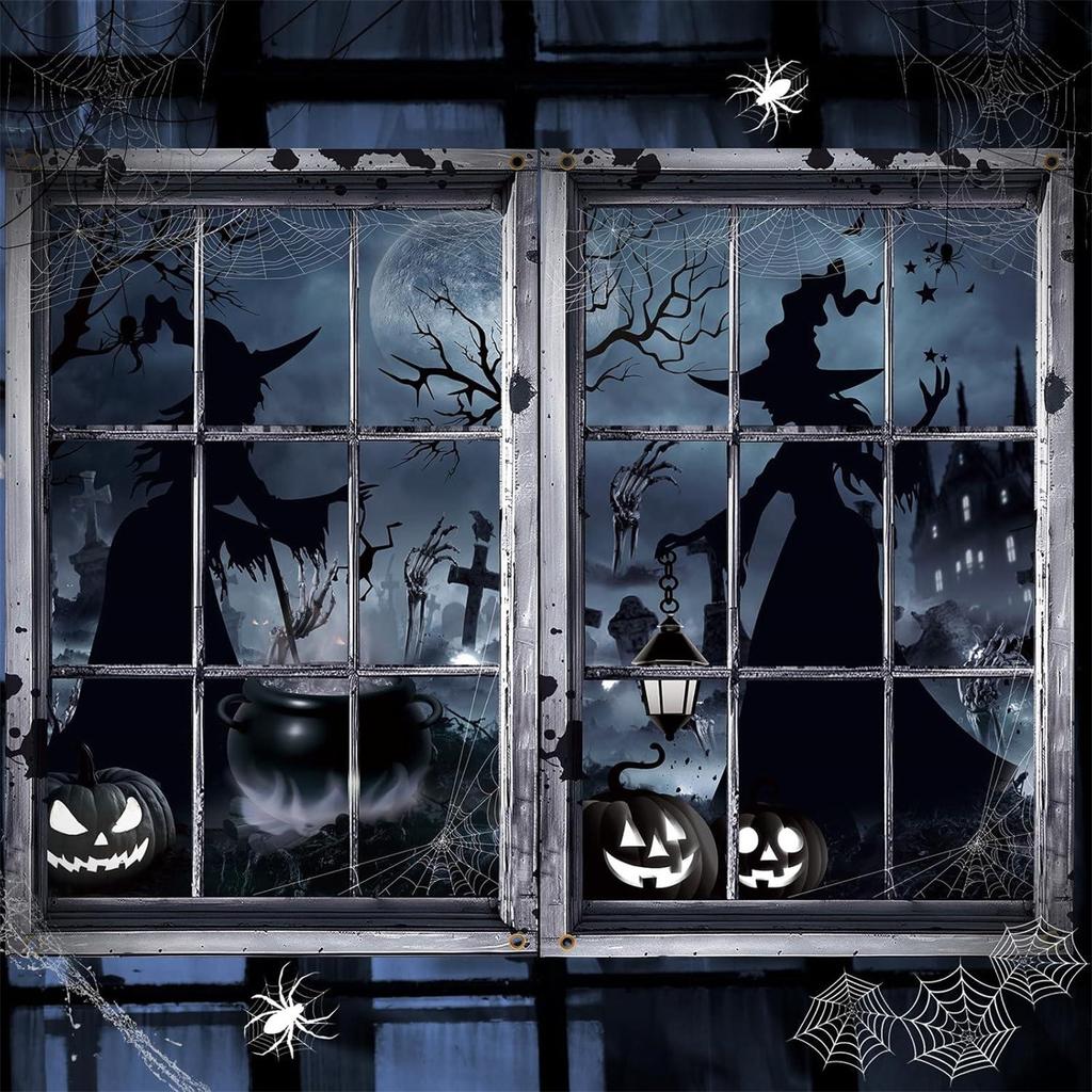 Halloween 2-pack Door And Window Curtain Background Hanging Cloth Horror Ghosts Outdoor Decoration Scene Hanging Cloth