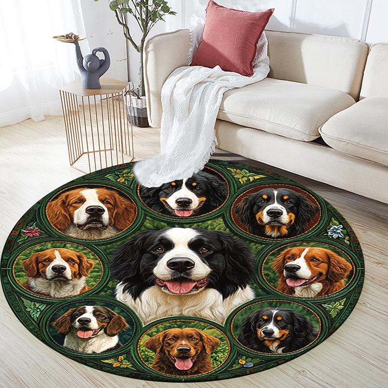 Berner Sennenhund Runder Teppich, Teppich für Wohnzimmer Schlafzimmer Sofa Spielzimmer Dekor, Rutschfeste Fußmatte