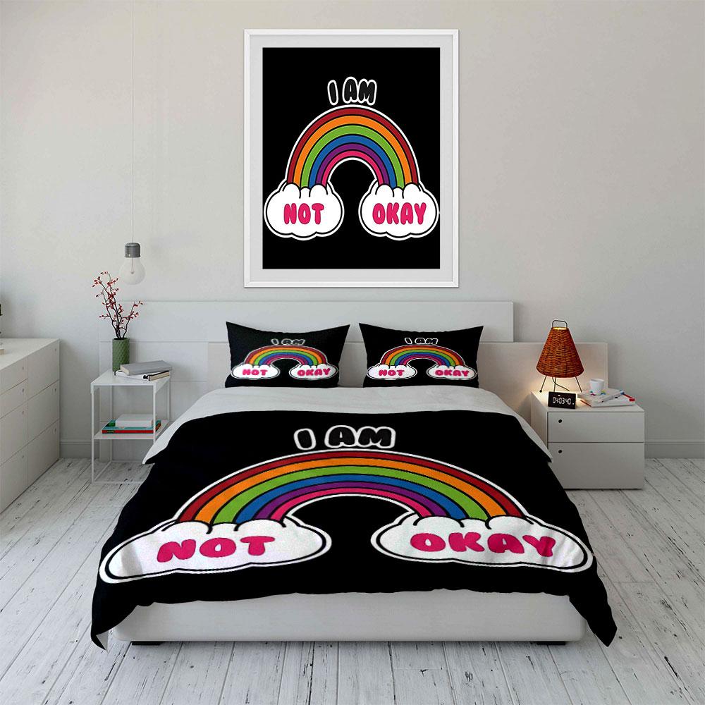 Rainbow Motivational Decor 3-Piece Set Soft Comfortable Duvet Cover Bedding Set Included 1*Duvet Cover & 2*Pillowcases, Gift
