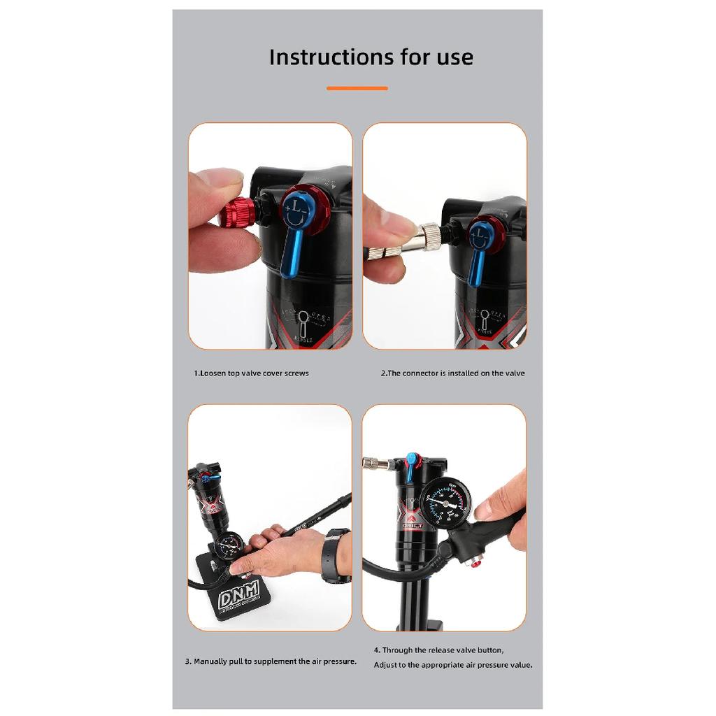 DNM Bicycle Portable Air Pump 300PSI For Air Shock Absorber Bike Air Front Fork Bicycle Tire Mini Pump