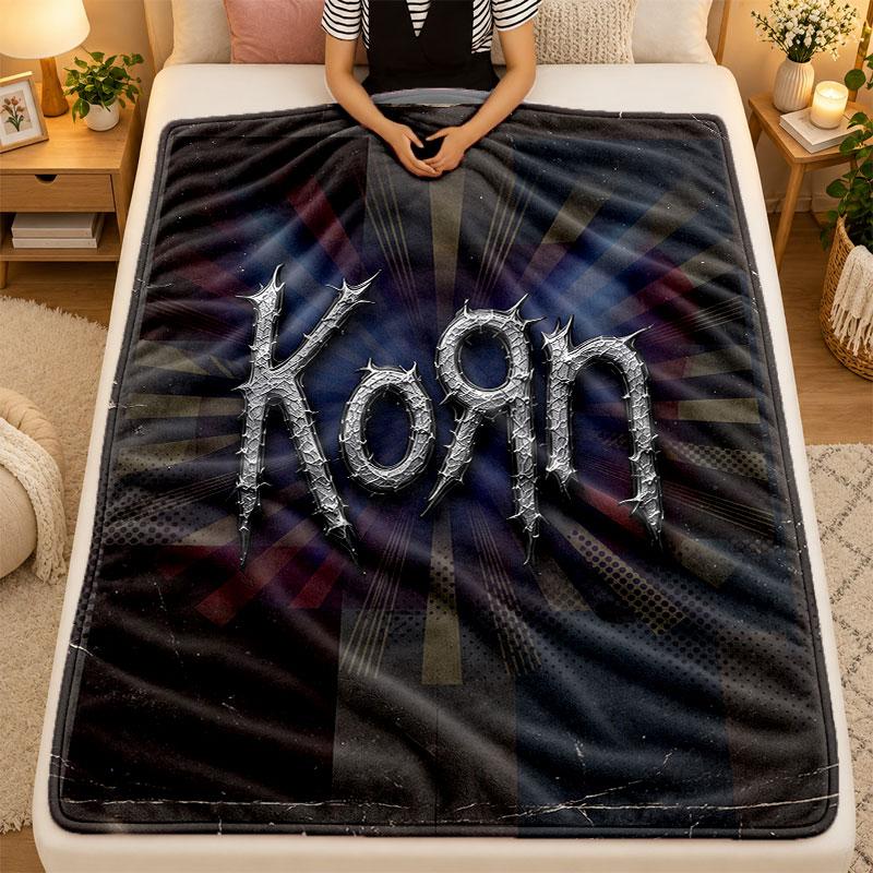 Flannel BlanketKorn Warm Soft Throw Blanket for Indoor Sofa Bed Living Room Use