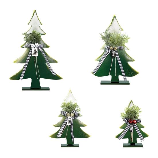 Yousheng Wooden Christmas Tree Decor 5-10 Inch Farmhouse Table Centerpiece with Bell Ornaments Rustic Holiday Display for Mantel And Dining Table