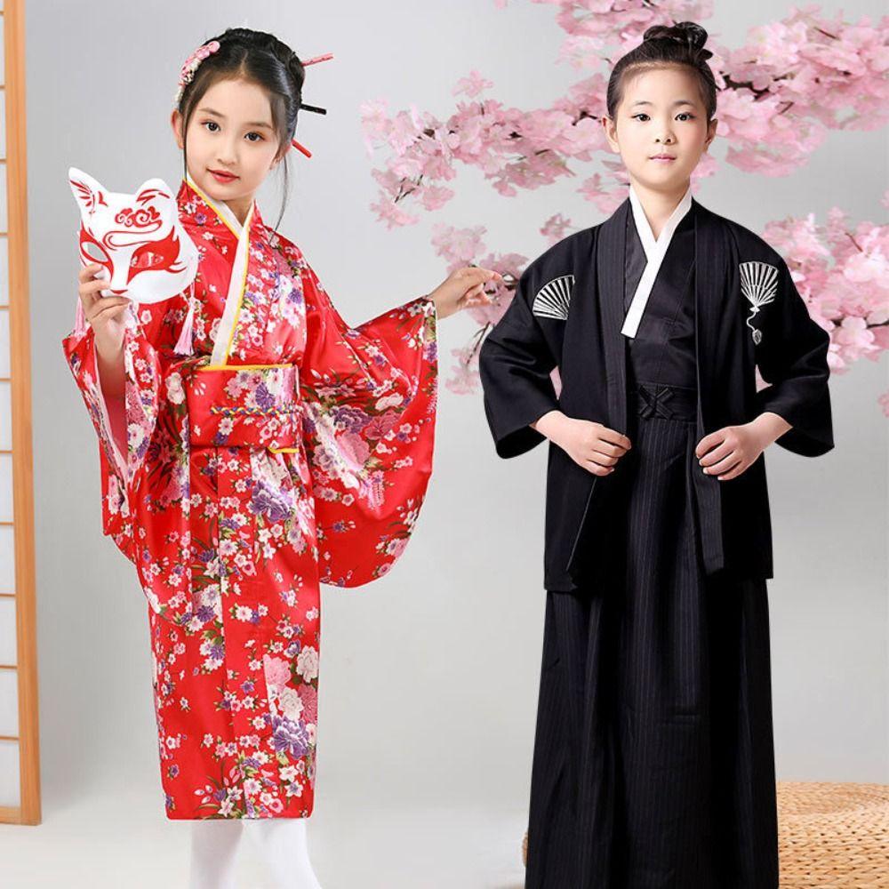 Elegance Children Traditional Japanese Kimono Kids Japanese Style Yukata Bathrobe  Fireworks