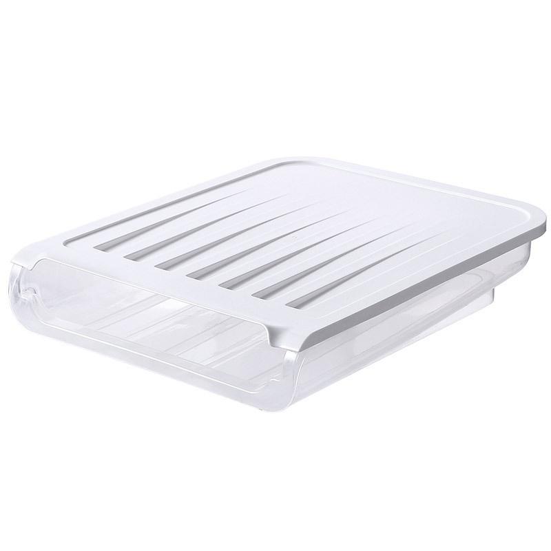 Refrigerator Egg Storage Box with Cover Automatic Rolling Sliding Egg Box Plastic Transparent Can Stack Duck Egg Preservation Box