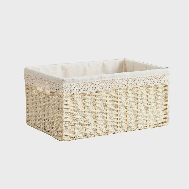 Cesta tejida de almacenamiento para escritorio para refrigerios, juguetes y artículos diversos
