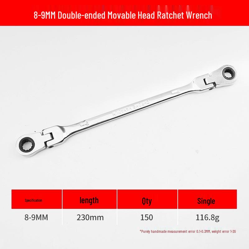 Dual-Head Reversible Ratchet and Open-End Torx Adjustable Wrench Set - Automotive Repair Tool.