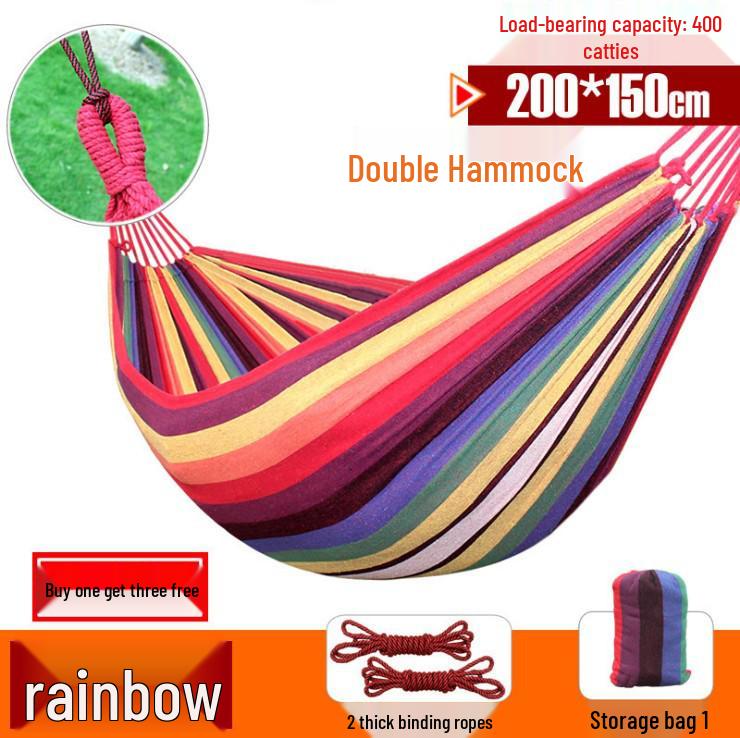 Thickened Canvas Camping Hammock: Anti-Roll, Single/Double Swing Chair for Outdoor Use