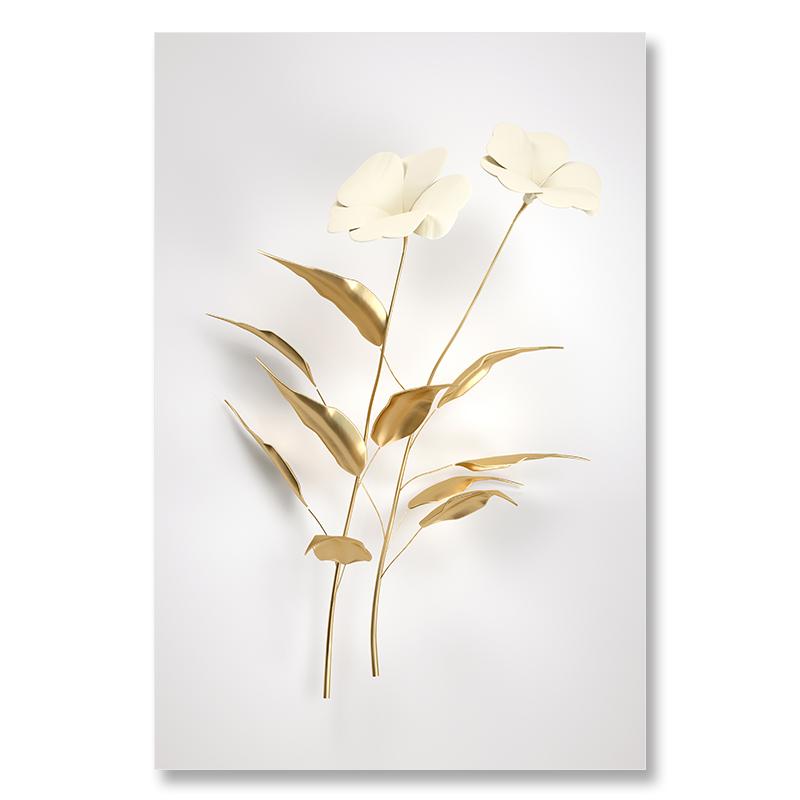 Metal Wall ArtAbstract Gilded Flowers Plant Laminas Decorativas Pared Cuadros Arte De Lienzos Decorativos  Para Sala Decoracion
