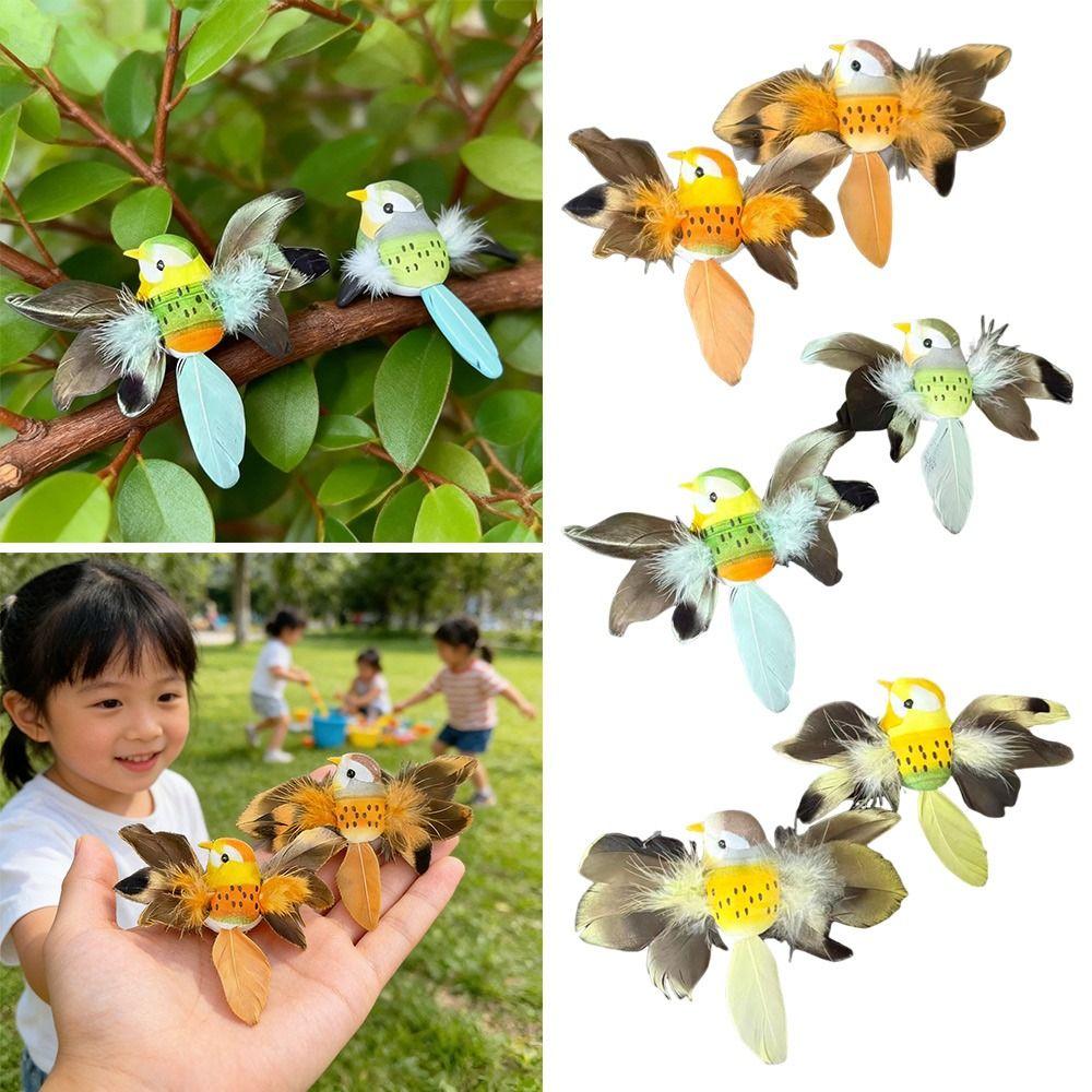6PCS Mixed Color Hummingbird Artificial Birds Foam with Clips Faux Foam Bird Handicraft Photo Props Simulation Flying Bird