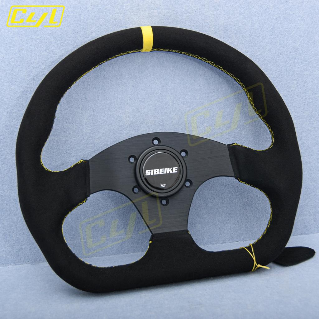JDM D Shape Racing Suede Leather Steering Wheel Universal Modified Car Sports Drifting Steering Wheel