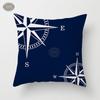 Compass Anchor Pattern Pillowcase Peach Skin Blue Mediterranean Style Gift Living Room Sofa Home Decor Car Seat Cushion Cover