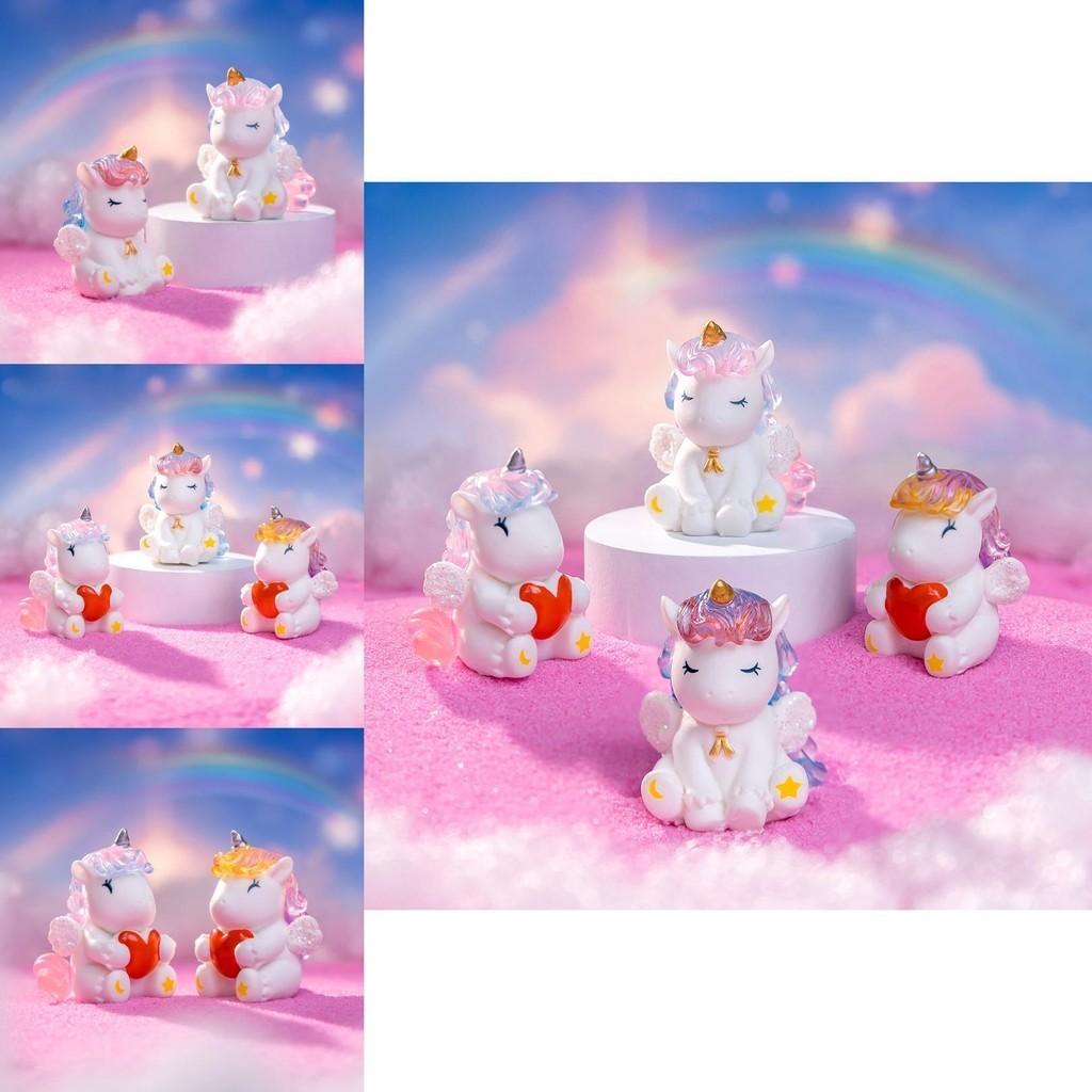 Whimsical Miniature Resin Unicorn Figures For Car Dashboard And Home Decor Blue Red Yellow Pink
